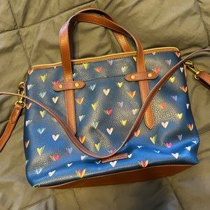 Fun Fossil Bag with Multi colored hearts
